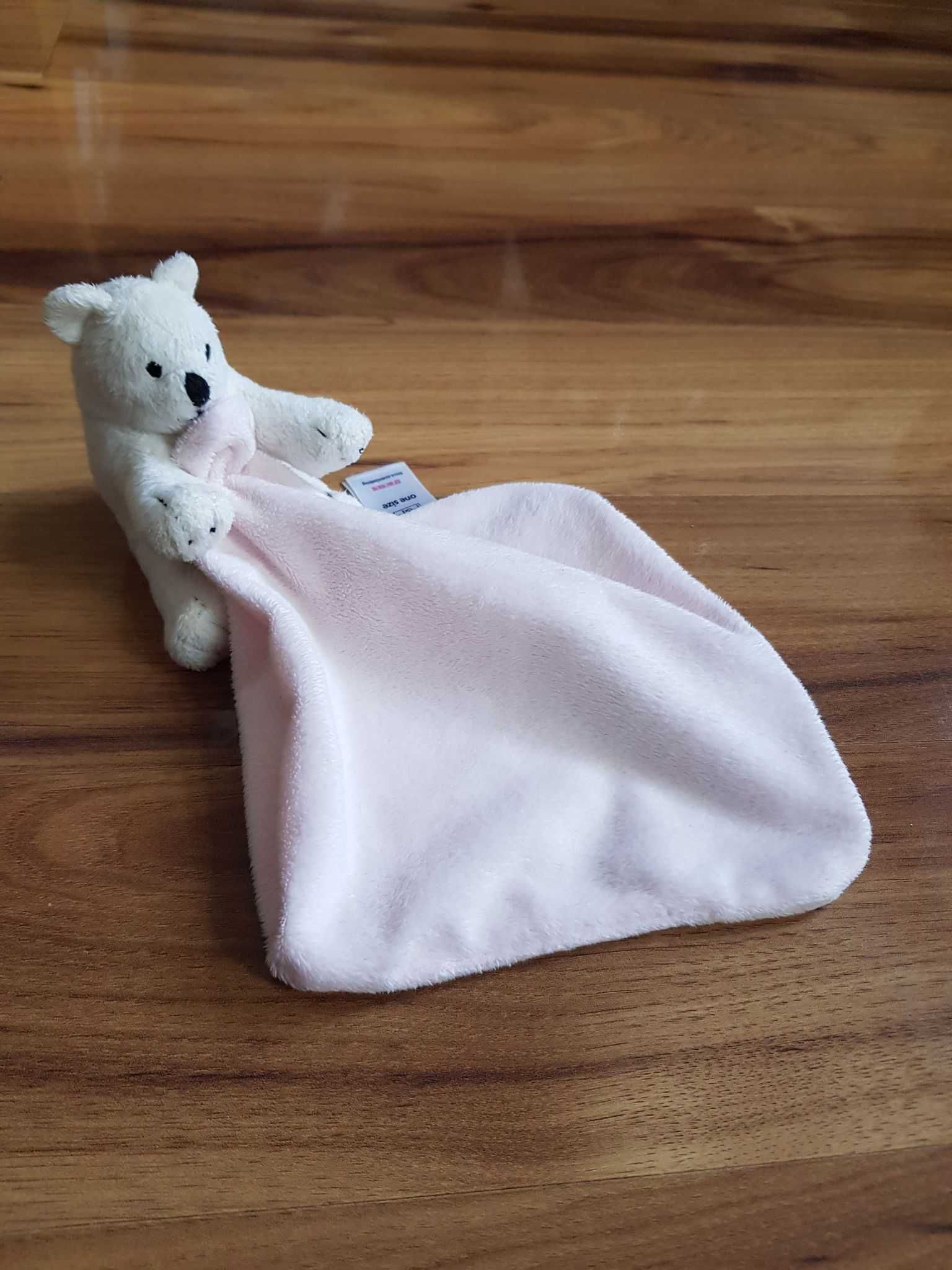 Kocyk miś polarny różowo-biały F&F pluszak z kocykiem maskotka zabawka