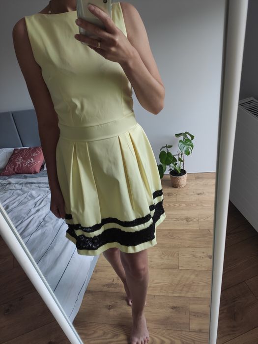 Rozmiar S cytrynowa sukienka rozkloszowana