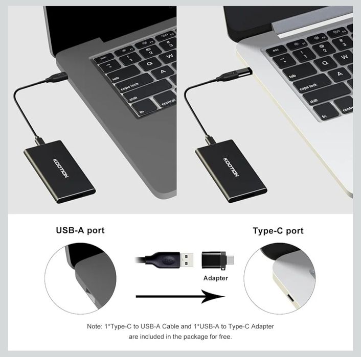 KOOTION Zewnętrzny dysk SSD 500 GB SSD USB 3.1 typu C