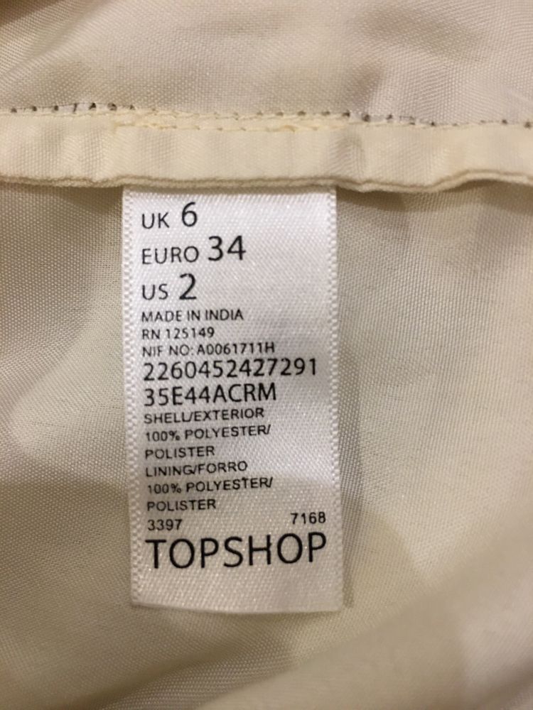 Top Shop ecru sukienka cekiny 34