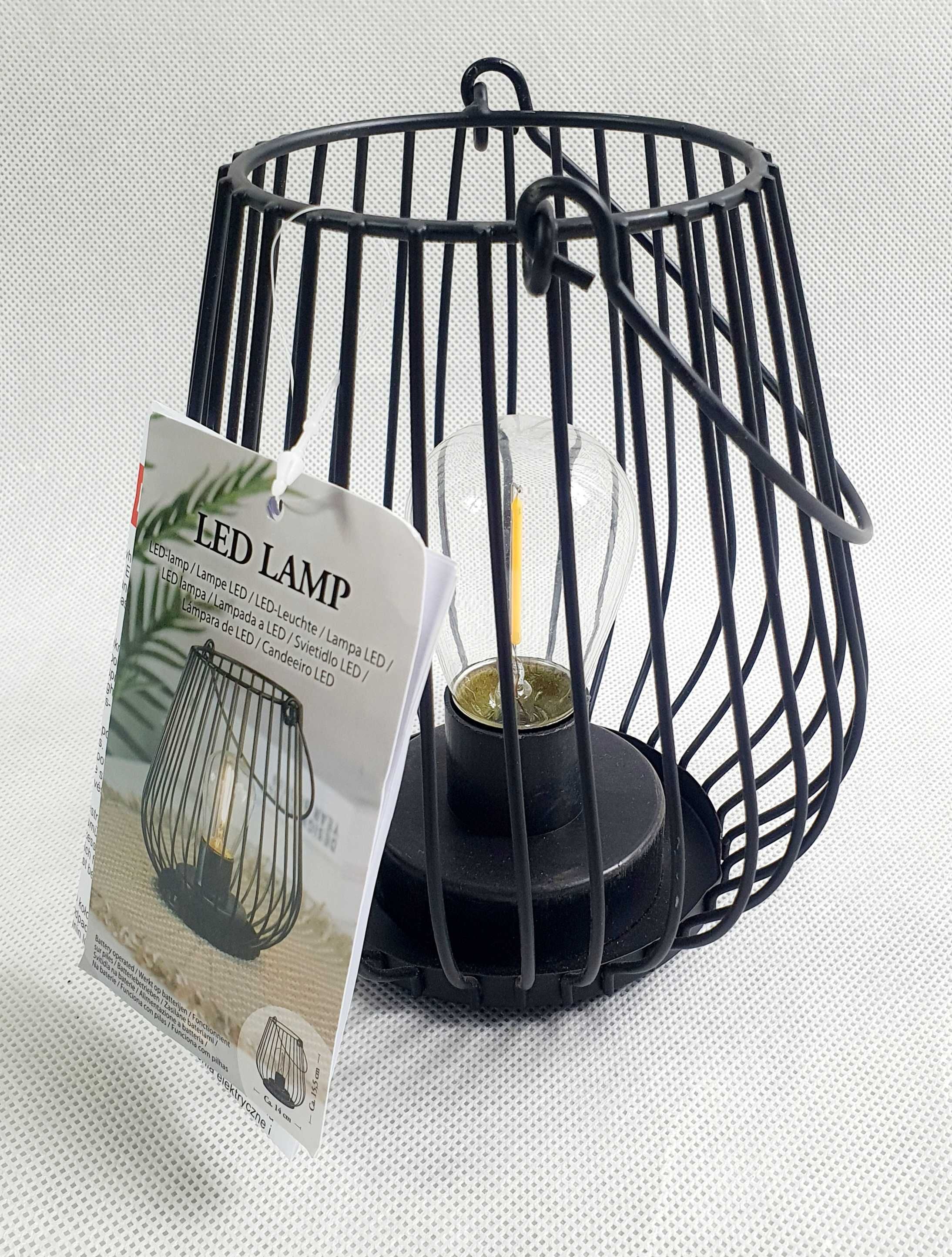 Latarenka lampa Lampion Retro czarna stołowa Led 15,5 cm X 14 cm