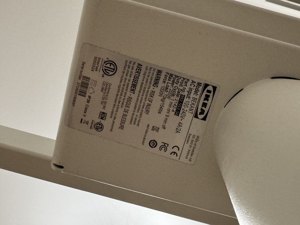 Ikea Bekant 160x80 nogi regulowane do biurka