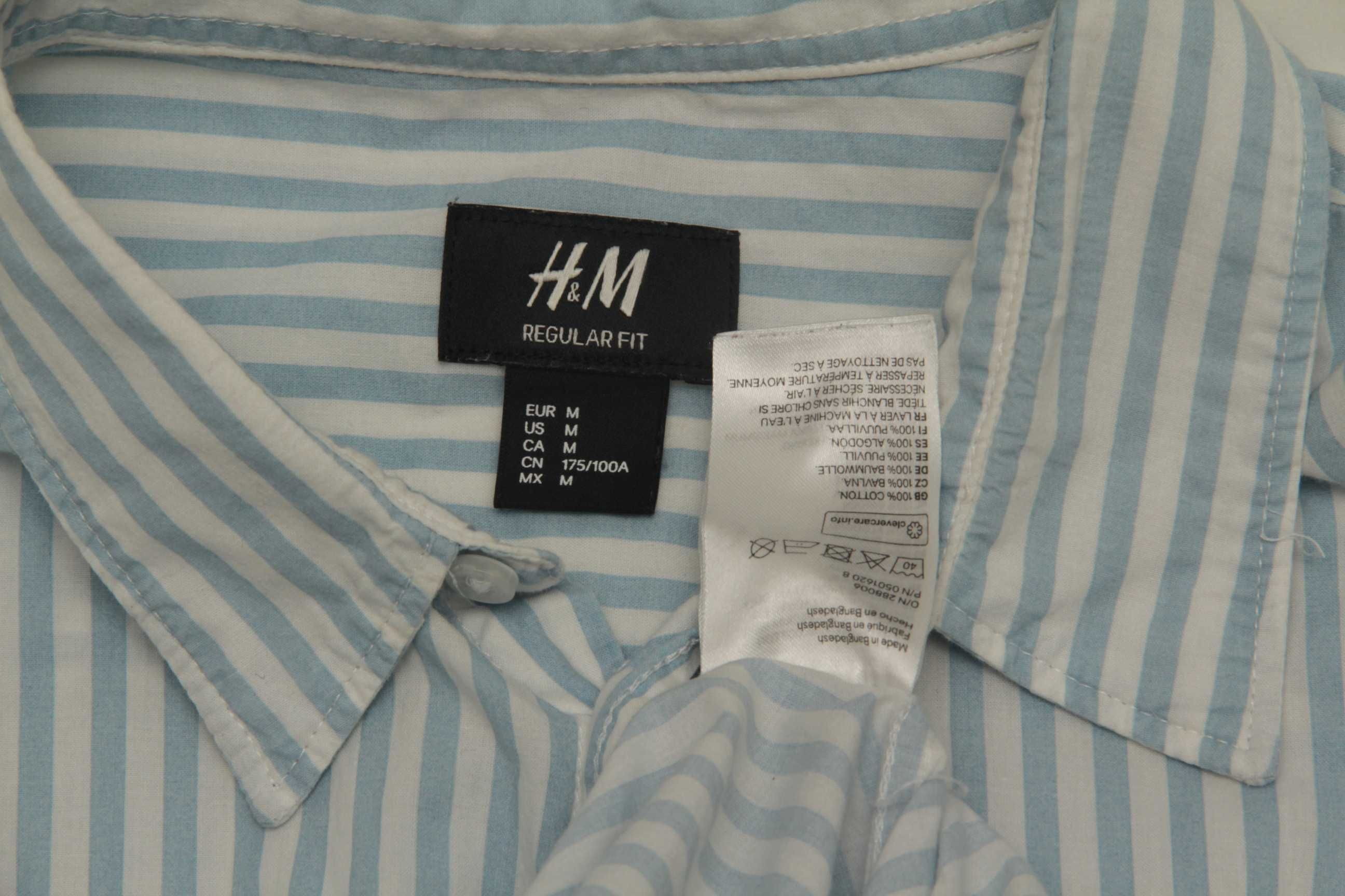 H&M рр M Regular Fit рубашка из хлопка на короткий рукав