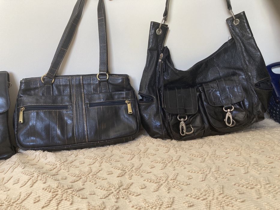 Malas e carteira senhora em pele e couro verdadeiro