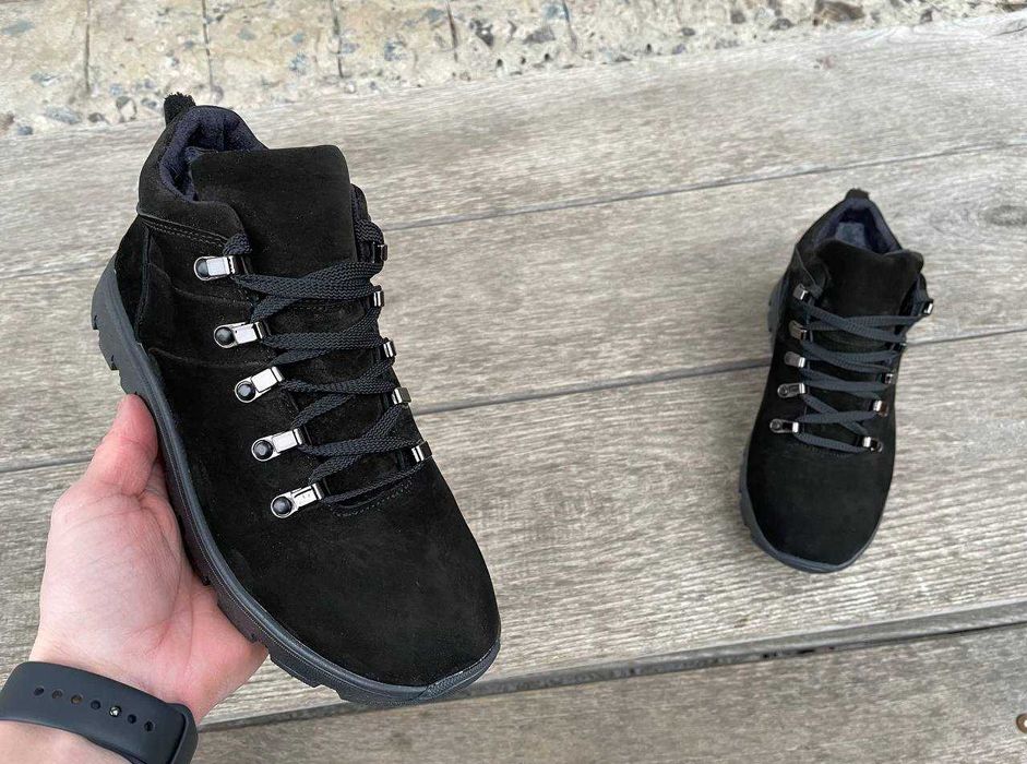 Мужские кожаные зимние ботинки кроссовки топ качество натур нубук