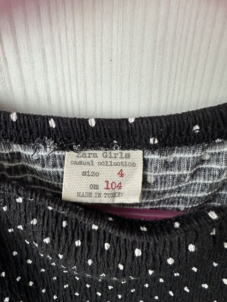 Czarna muślinowa bluzka Zara 104 kropki / grochy