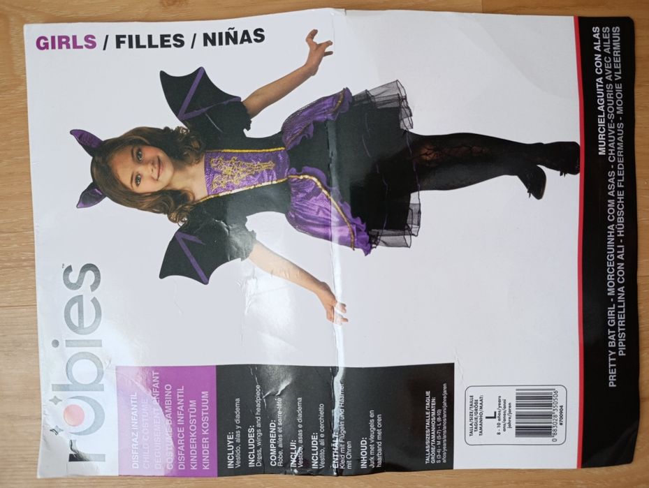 Vestido menina morcega Halloween