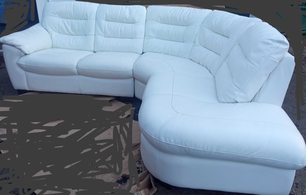 Sofá de canto pele genuína