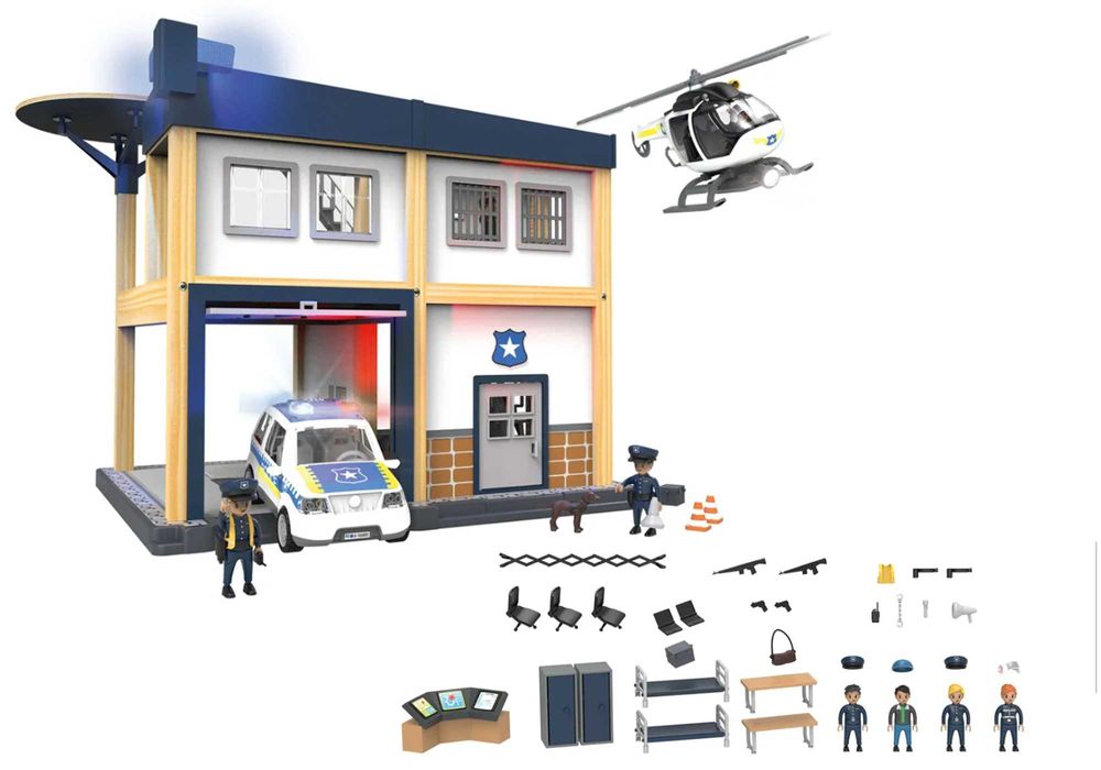 Komisariat policji domek dla dzieci zestaw akcesoria światła LED