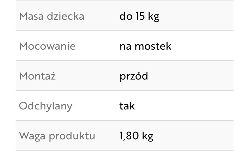 Fotelik przedni na rower