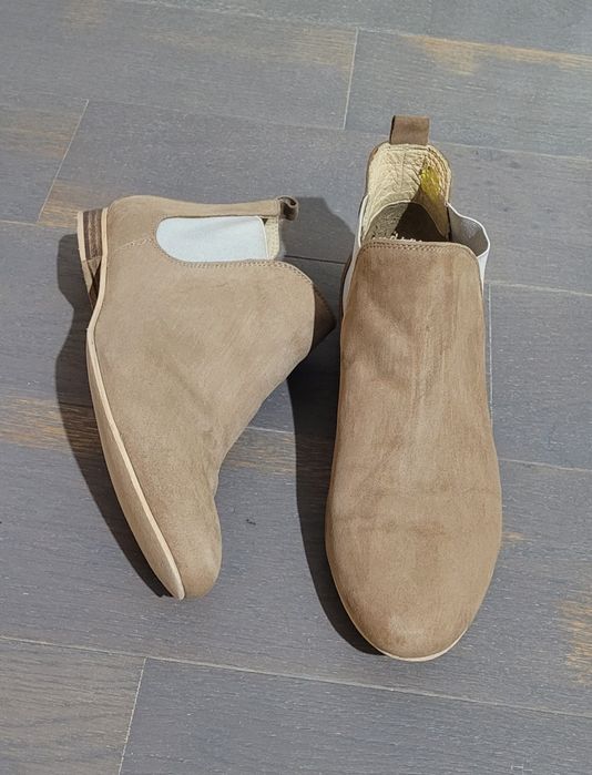 Ботильоны замшевые бежевые челси на тонкой подошве стелька 24,7 см