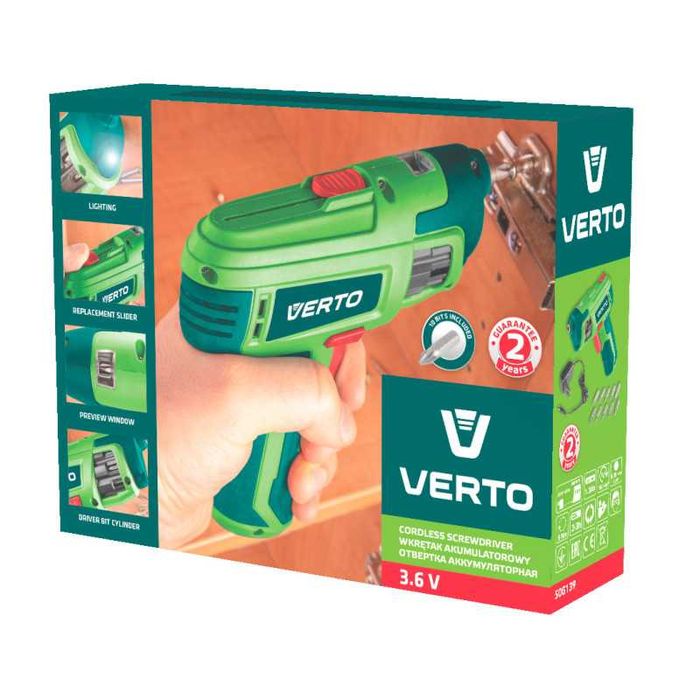 VERTO 50G139 wkrętak akumulatorowy 3,6V/1,5Ah podajnik rewolwerowy