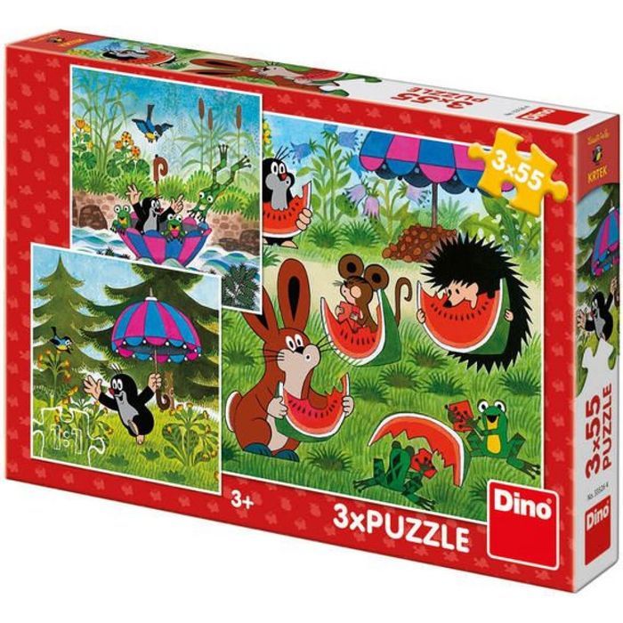 Puzzle 3w1 Krecik i parasol, 3 x 55 el., Dino