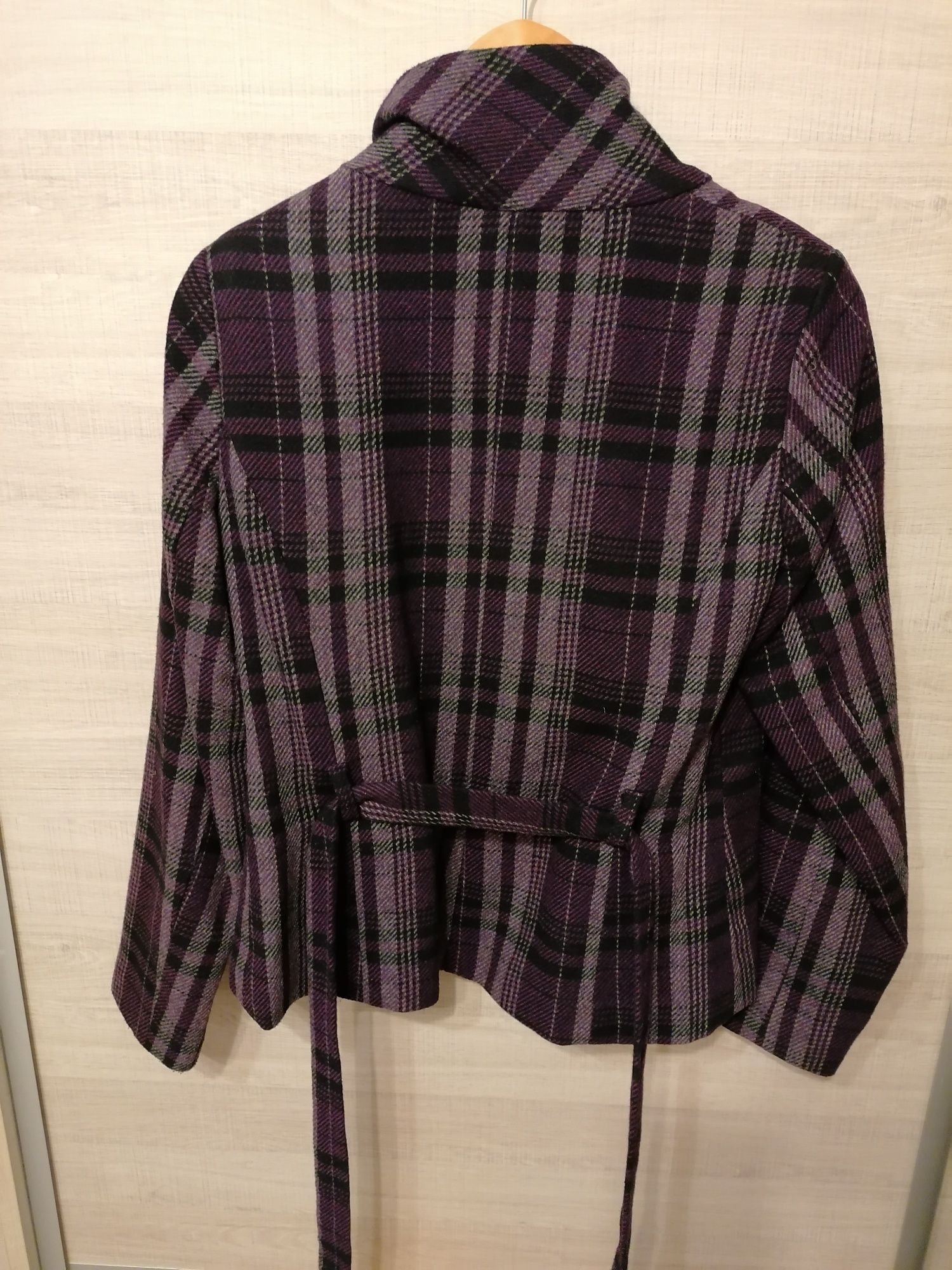 Kurtka w kratę H&M r. 42/ XL, płaszcz, płaszczyk, trencz w kratkę