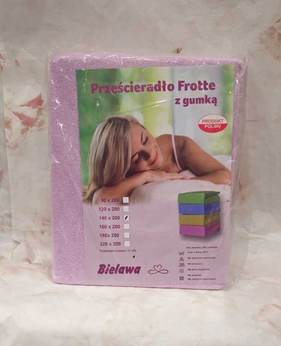 Prześcieradło Frotte z gumką 140x200. Kolor różowy.