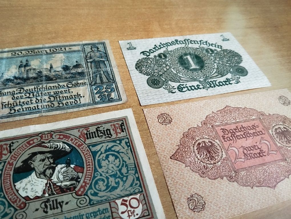 Banknoty niemieckie. Zestaw 4 sztuk.