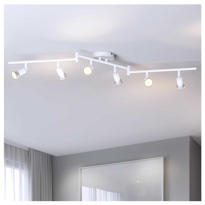 Lampa Sufitowa LVWIT Spot 6x GU10 Biała Regulowana Obrotowa Metal