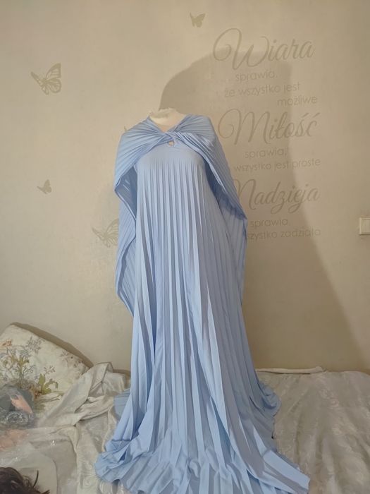 Cudna wizytowa wieczorowa suknia plisa rozmiar 38