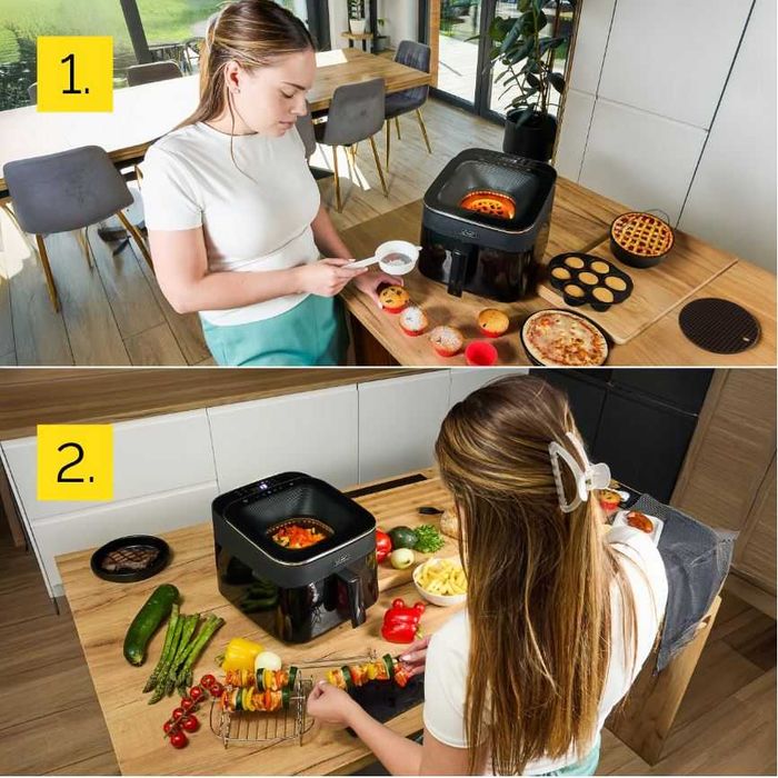 Frytkownica beztłuszczowa 6,5L Air Fryer 1700W Duże Okno + Przepisy