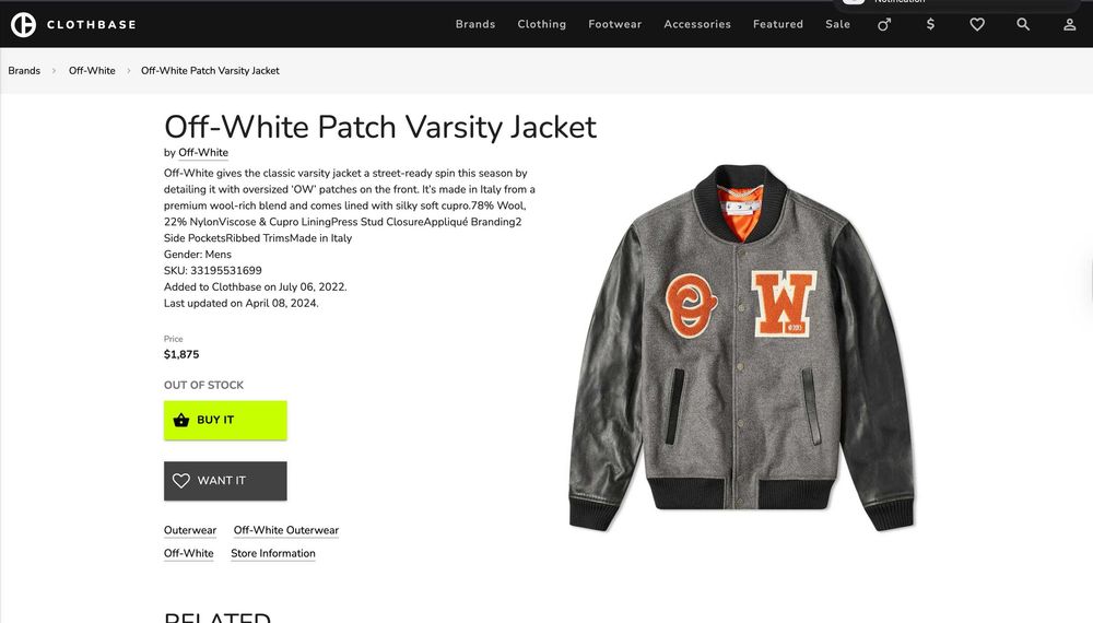 Casaco Off-White Varsity Jacket