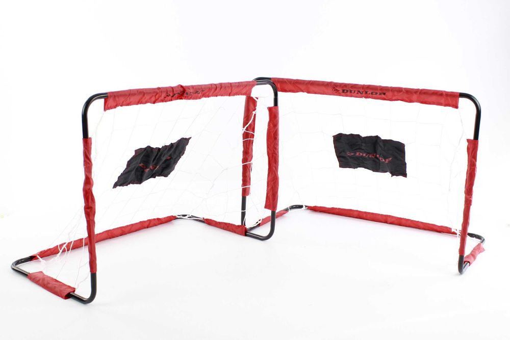 Bramki piłkarskie Dunlop  2 sztuki z siatką metalowe składane DEMO