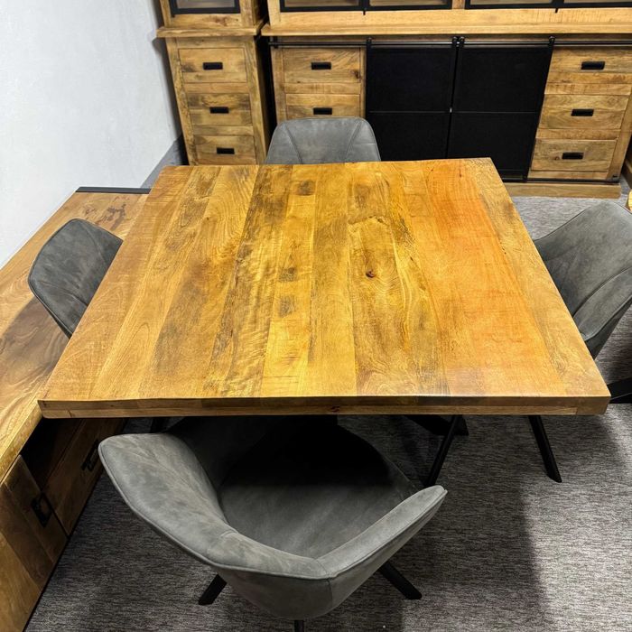 Piekny kwadratowy stół egz drewno mango 120cm styl LOFT Nowy F-Vat