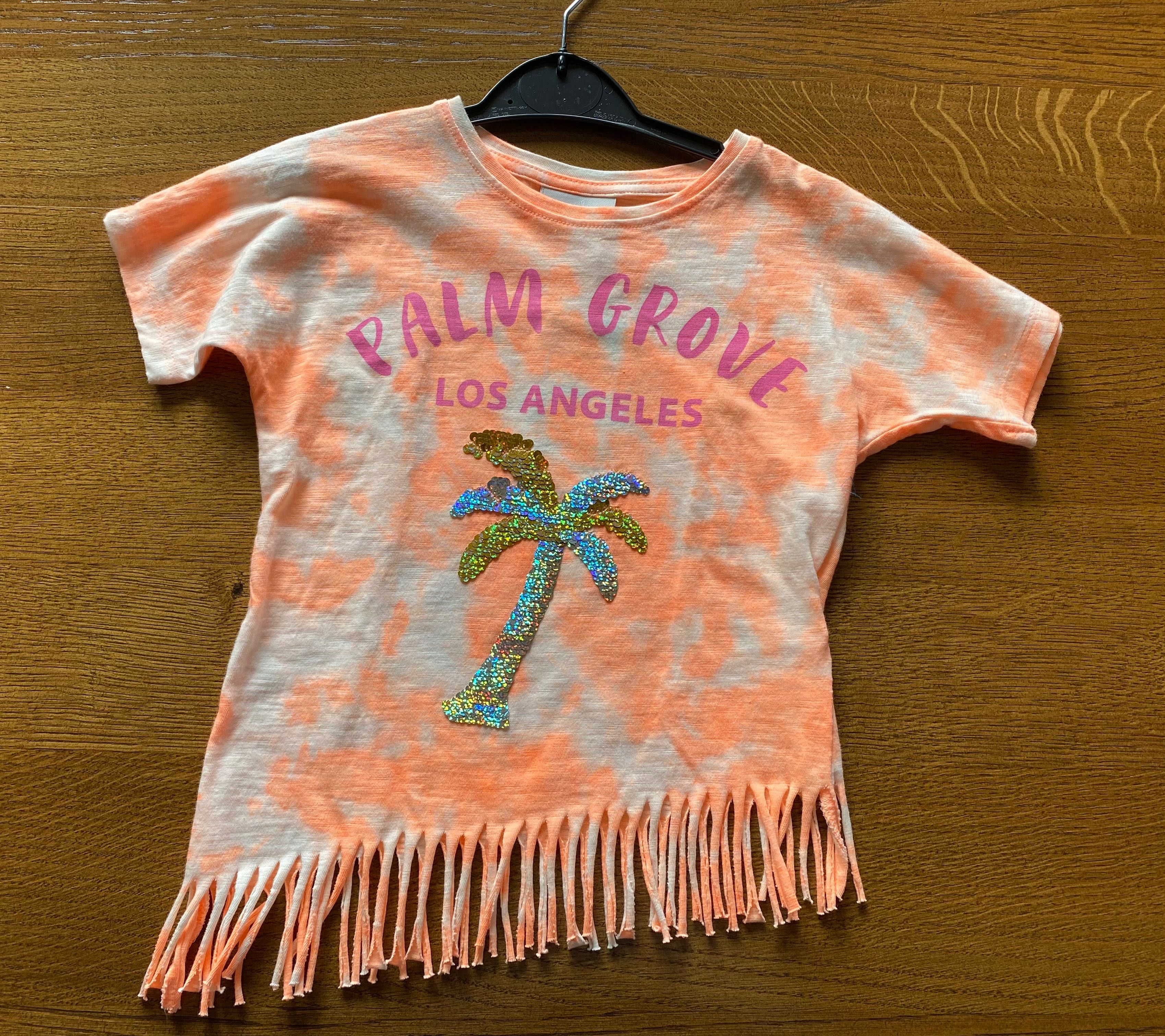 T- shirt 104 cm Bluzka Palma Cekiny Frędzle Pełne 4 latka Matalan