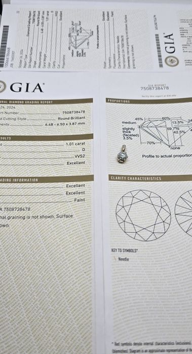 GIA 1,01 ct D/VVS2 натуральний діамант. Підвіс, кулон.