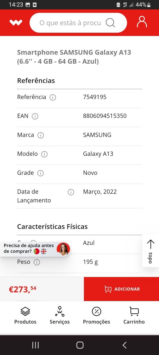 Samsung Galaxy A13 64GB azul