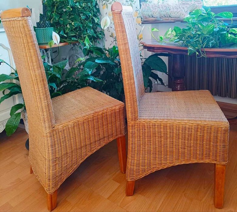 Krzesło Fotel Rattanowe stylowe retro vintage komplet zestaw