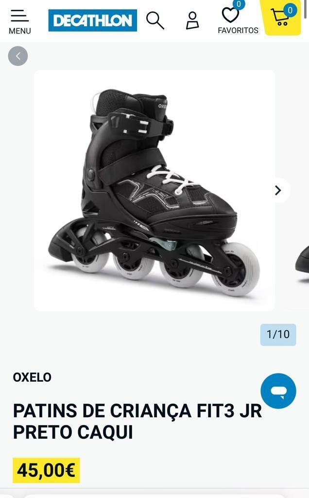 Patins Decathlon tamanho ajustável de 32 a 35