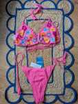 Komplet bikini szydełkowe strój kąpielowy kwiatki L Tezenis
