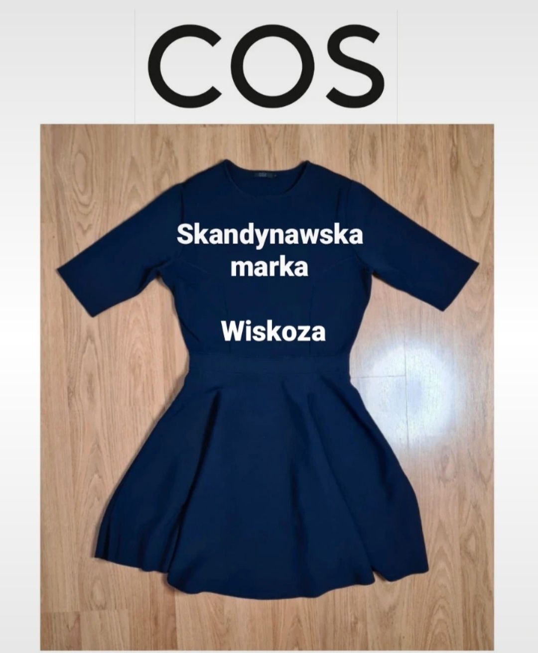 COS sukienka S granatowa do biura codzienna casual 36