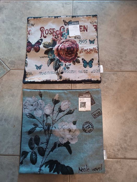 Poszewka jasiek dekoracja gobelinowa żakardowa motyl róże Vintage nowa