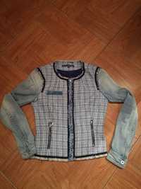 Stradivarius jeansowa tweed kurtka katana marynarka