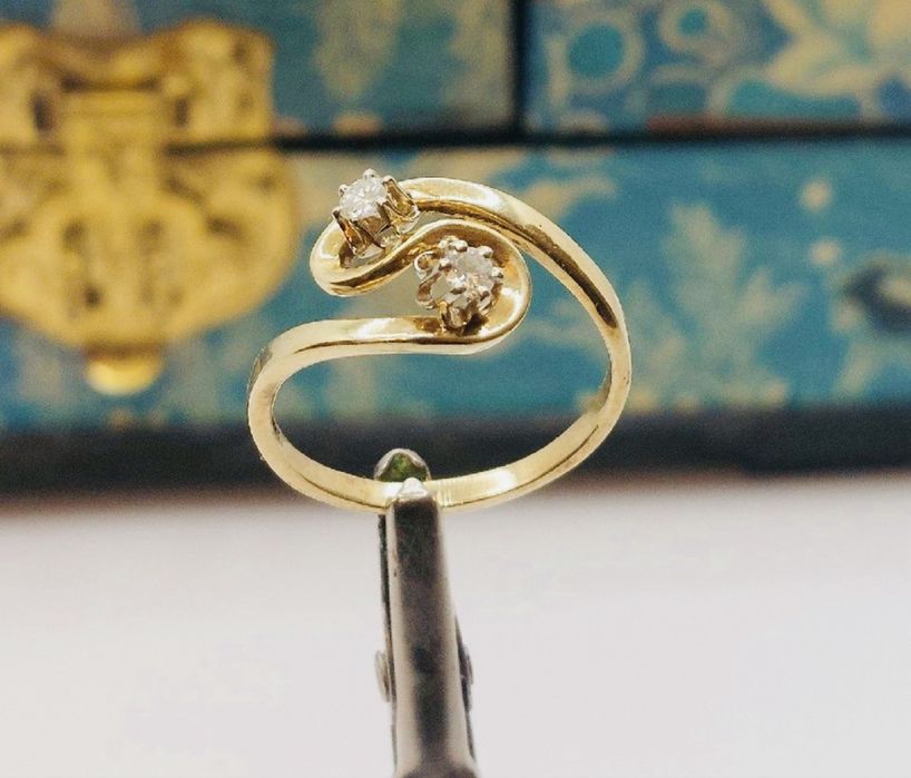 Pierścionek złoto 14k Toi et Moi brylanty 0,18 ct R18 wycen