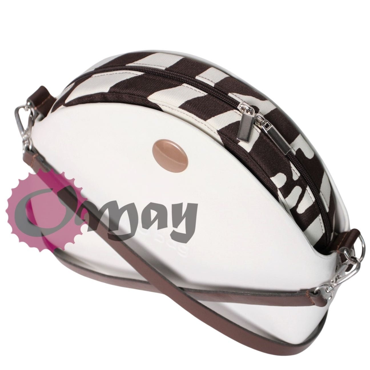 Brązowy organizer do OBAG MOON LIGHT zebra beż 2 kieszenie wkład OMAY