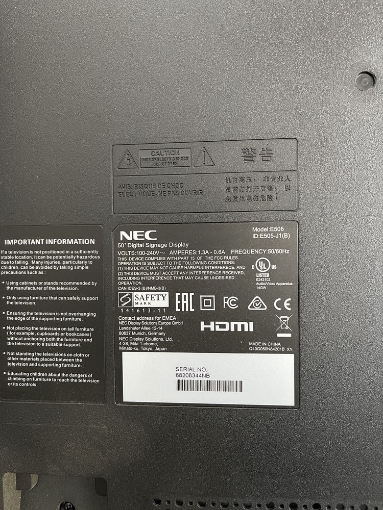 Monitor NEC 50 cali