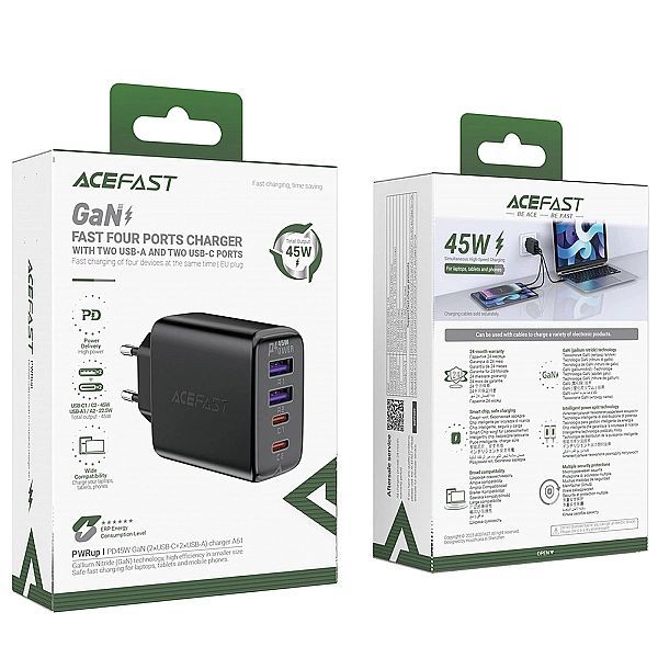 Ładowarka Acefast A61 Pd 45w GaN 2 x Usb-c + 2 x Usb-a z 4 portami - c