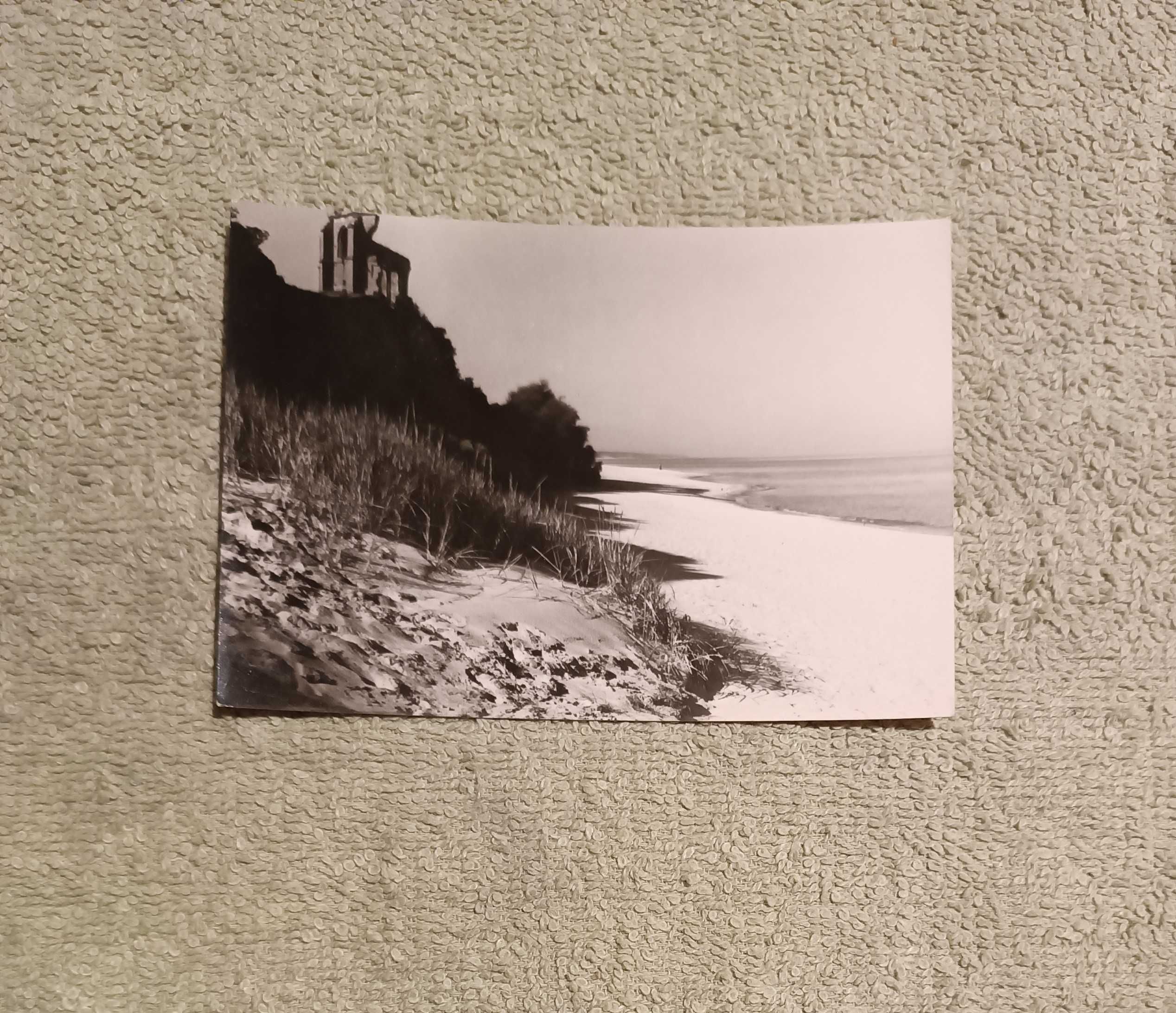 stara pocztówka widokówka PRL TRZĘSACZ plaża i ruiny kościoła