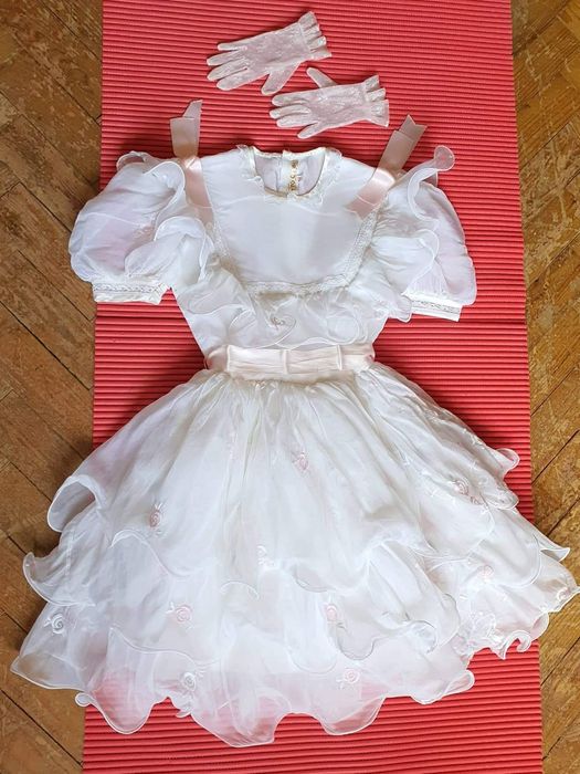 Vestido de Cerimónia Casamento/Baptizado Tamanho 12 e Luvas Tito Cunha