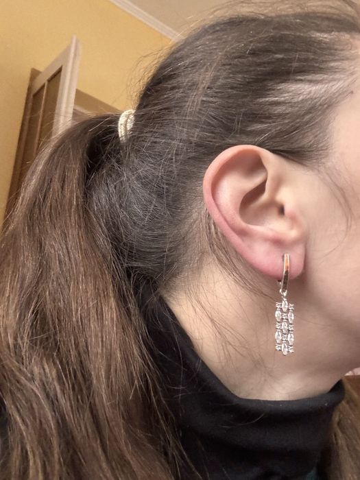 Срібні сережки 925 Золото 375 Фіаніти