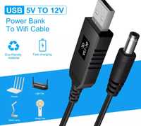 USB-DC кабель, шнур  5.5*2.1 мм  для живлення WiFi роутера - 9 та 12V