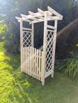 Pergola ogrodowa drewniana łukowa z furtką solidna konstrukcja