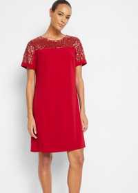 B.P.C sukienka czerwona z cekinami premium r.52
