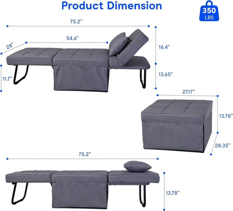 Nowa rozkładana sofa / łóżko / leżanka / 4w1 / pufa / fotel !A3182!
