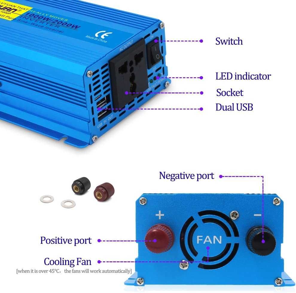 інвертор 1000w/2000w чистий синус