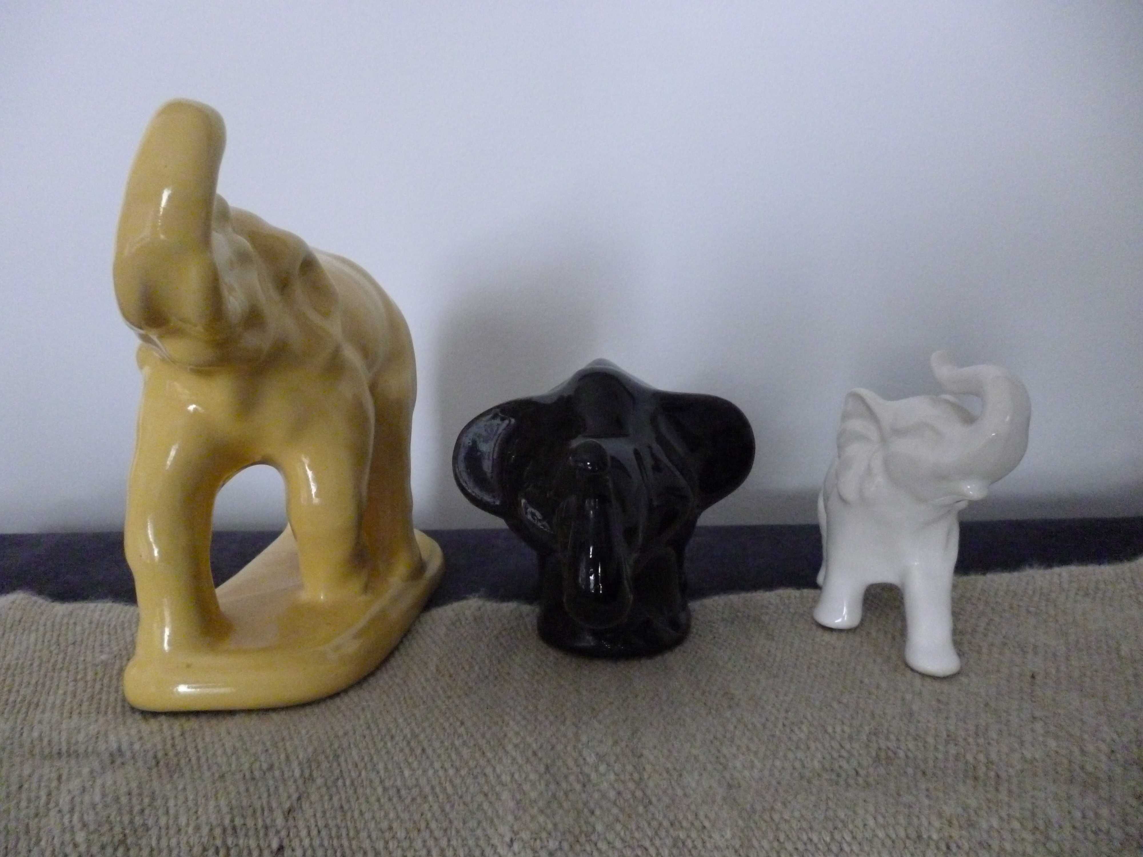 Ceramiczne figurki kolorowe słonie Włocławek w kwiaty 8 sztuk komplet
