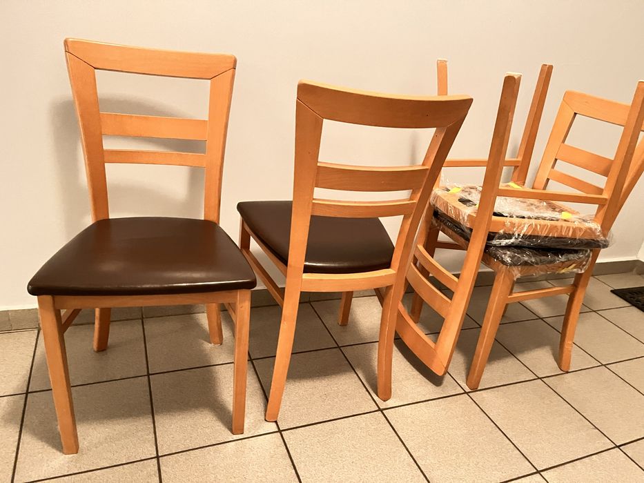 4 krzesła siedzisko eko skóra drewniane