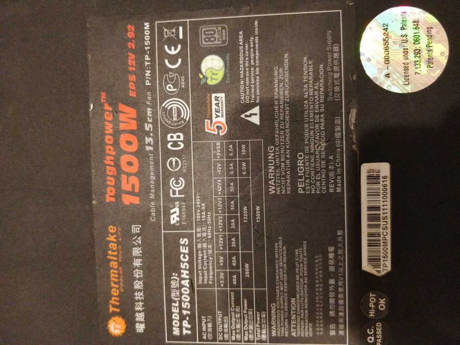 Блок питания Thermaltake Toughpower 1500w 80 PLUS Silver
